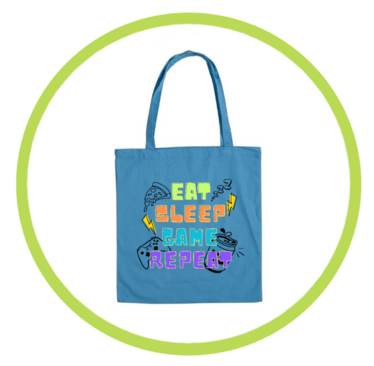 Eat Sleep Game Repeat Tote Bag